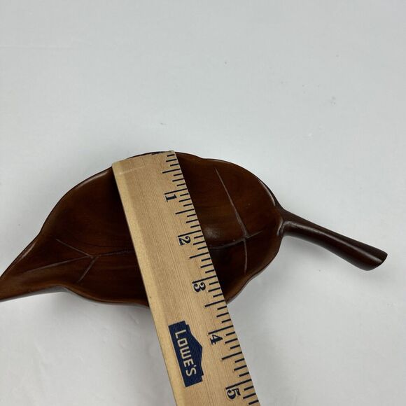 Genuine Mahogany Wood Leaf Shaped Bowl #14 Nut Candy Serving Dish Cold Food 8.5” - Picture 15 of 15